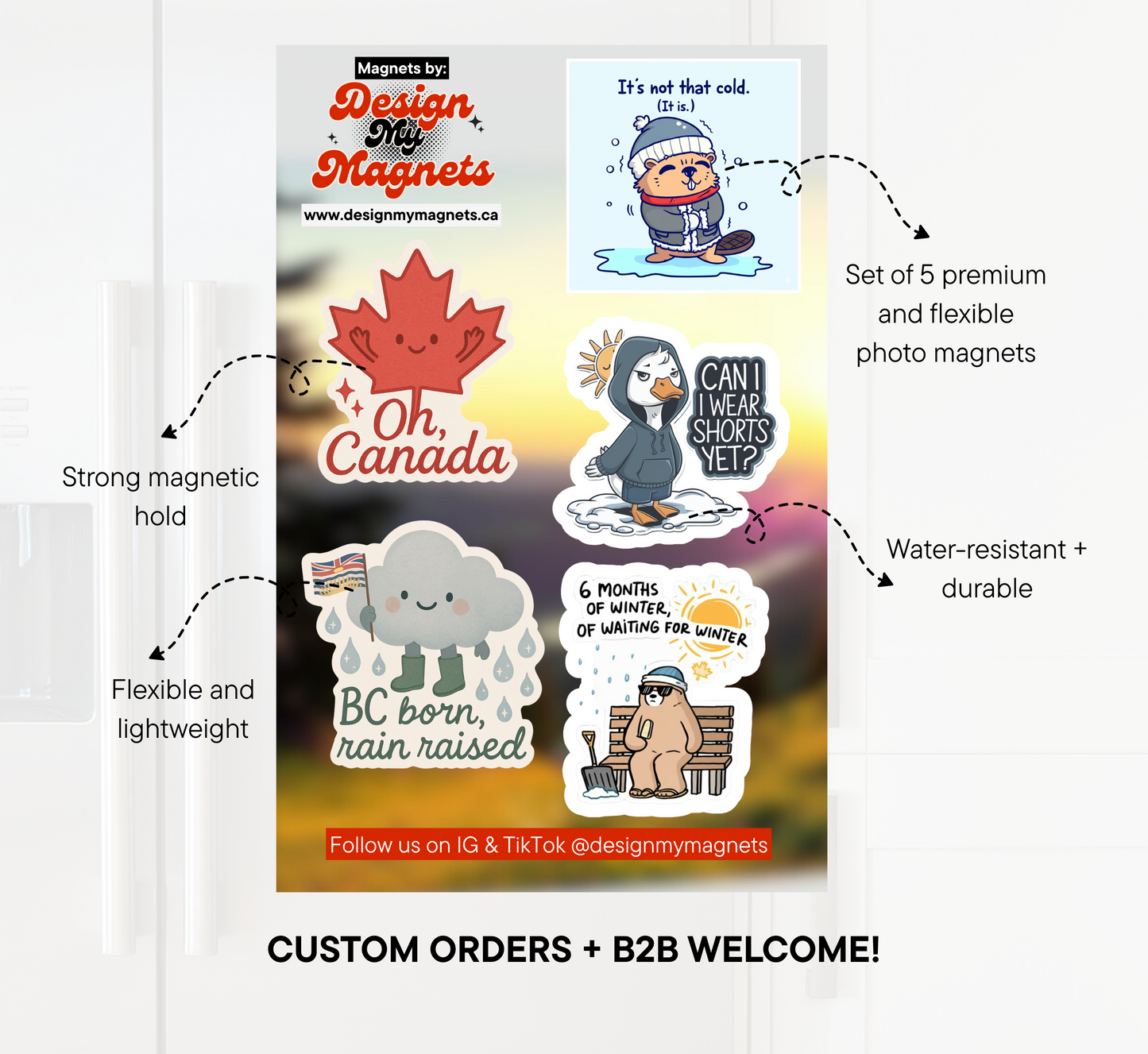 BC Born, Rain Raised – Canada Weather Magnet Pack