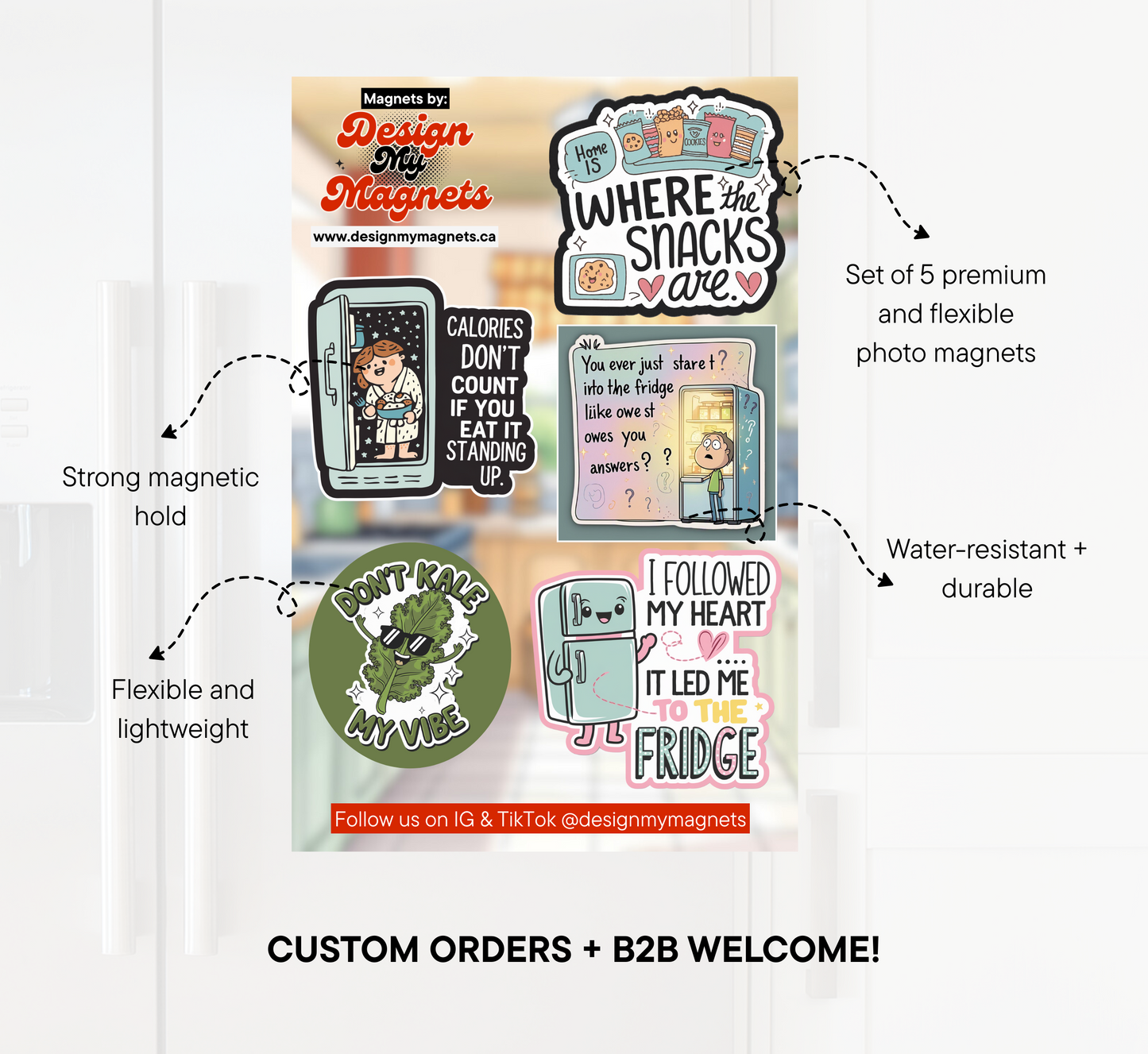 Where the Snacks Are – Funny Fridge Magnet Pack