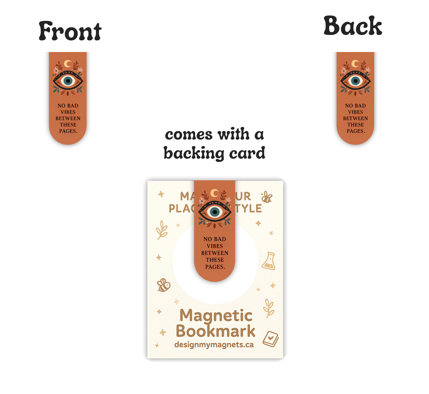 'No Bad Vibes' Evil Eye Magnetic Bookmark | Mystical Gift for Book Lovers & Readers