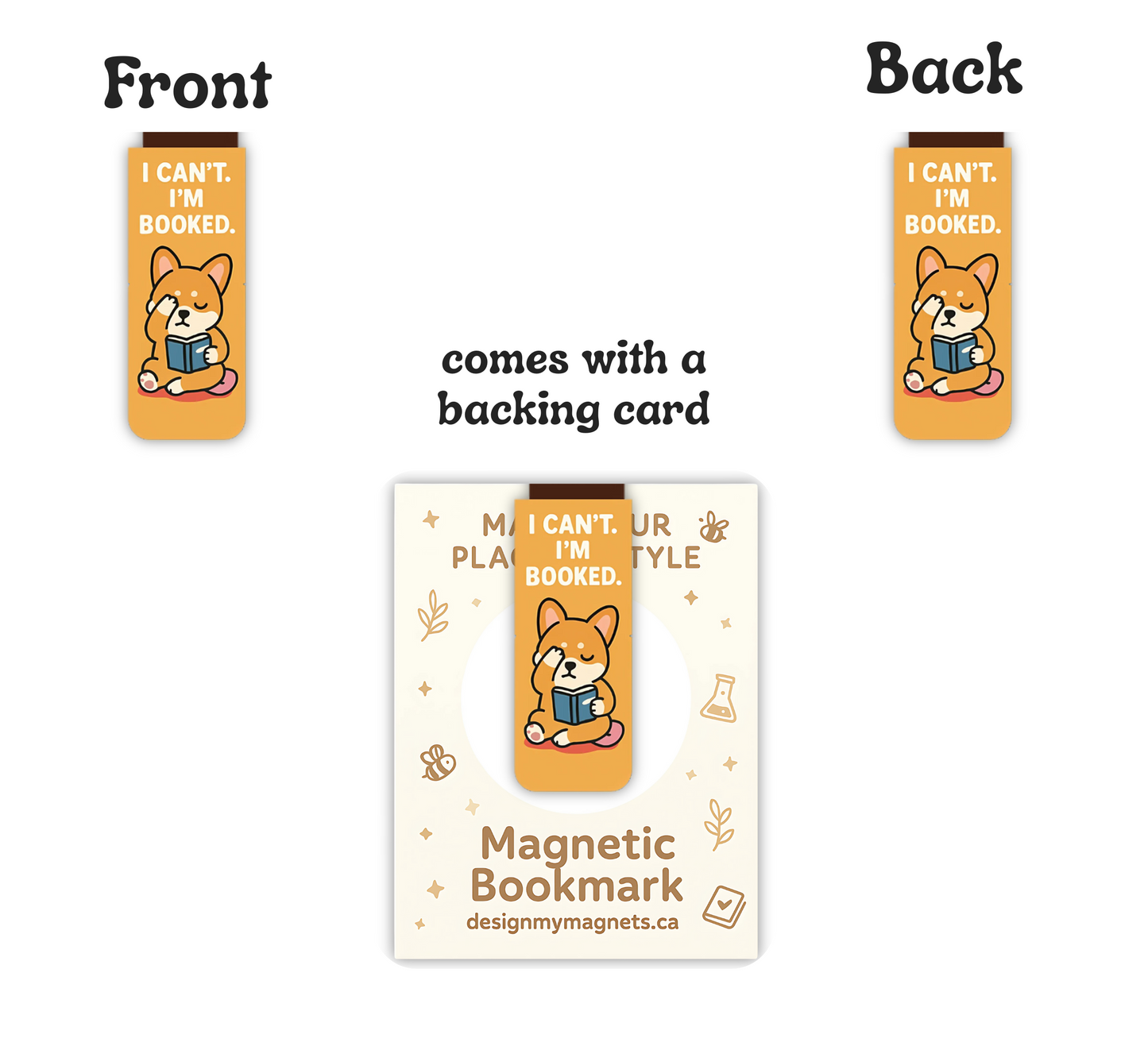 'I Can't I'm Booked' Corgi Magnetic Bookmark | Funny Magnetic Bookmark for Dog Lovers & Readers