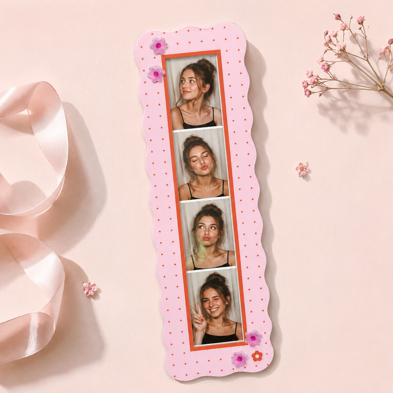 Pink Scrapbook Magnetic Vintage Photobooth Frame