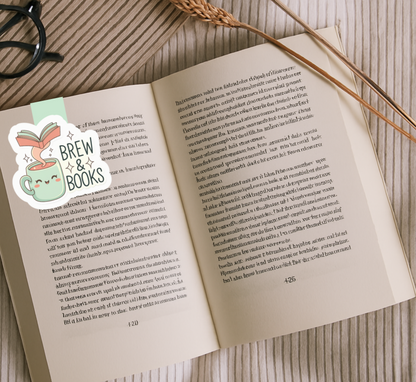 'Brew & Books' Magnetic Bookmark | Coffee Magnetic Bookmarks