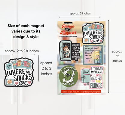 Where the Snacks Are – Funny Fridge Magnet Pack