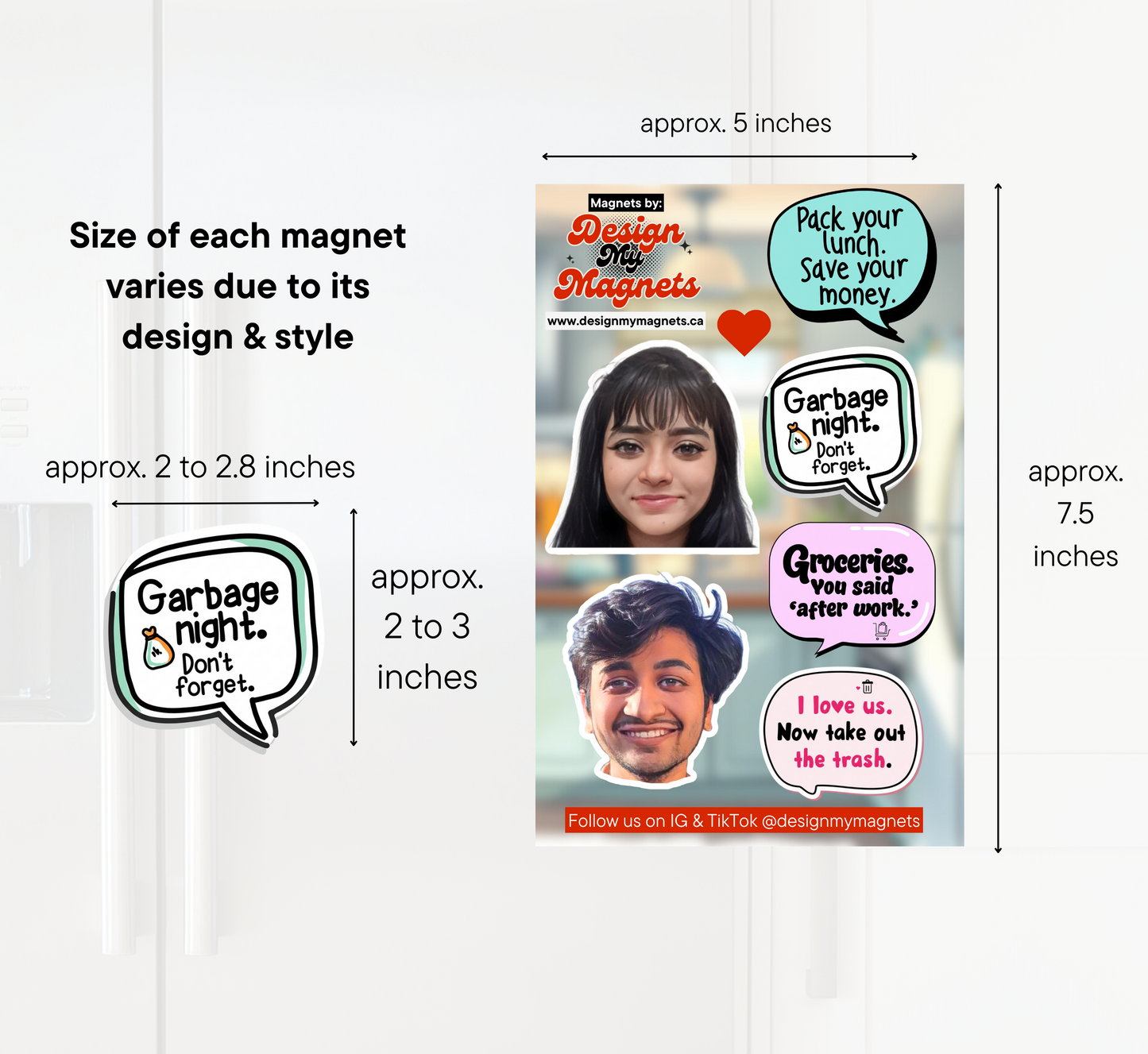 Reminder Bubble Magnet Set – Customizable Text & Photo Option