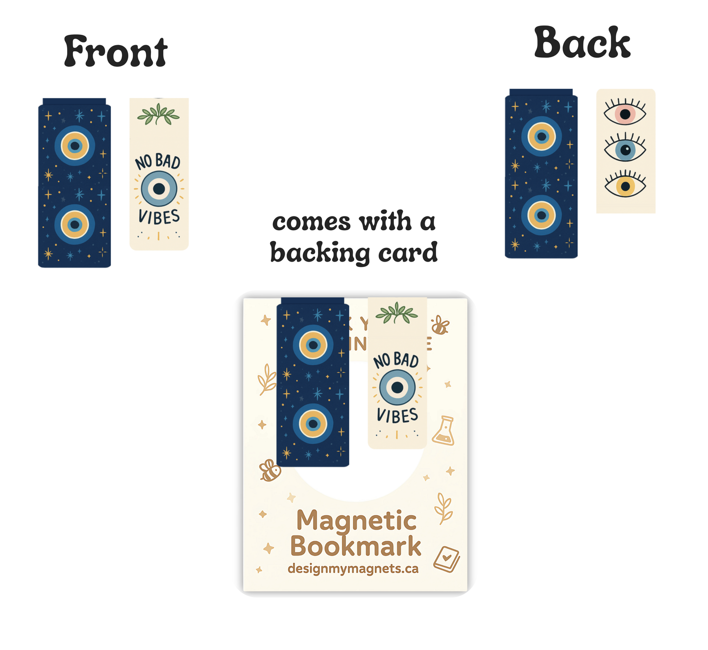 [Pack of 2] Evil Eyes Magnetic Bookmark | No Bad Vibes Bookmark