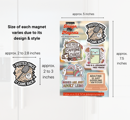 This House Runs on Caffeine & Chaos – Adulting Magnet Pack
