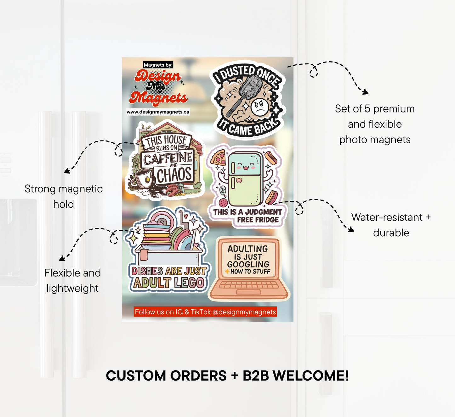 This House Runs on Caffeine & Chaos – Adulting Magnet Pack