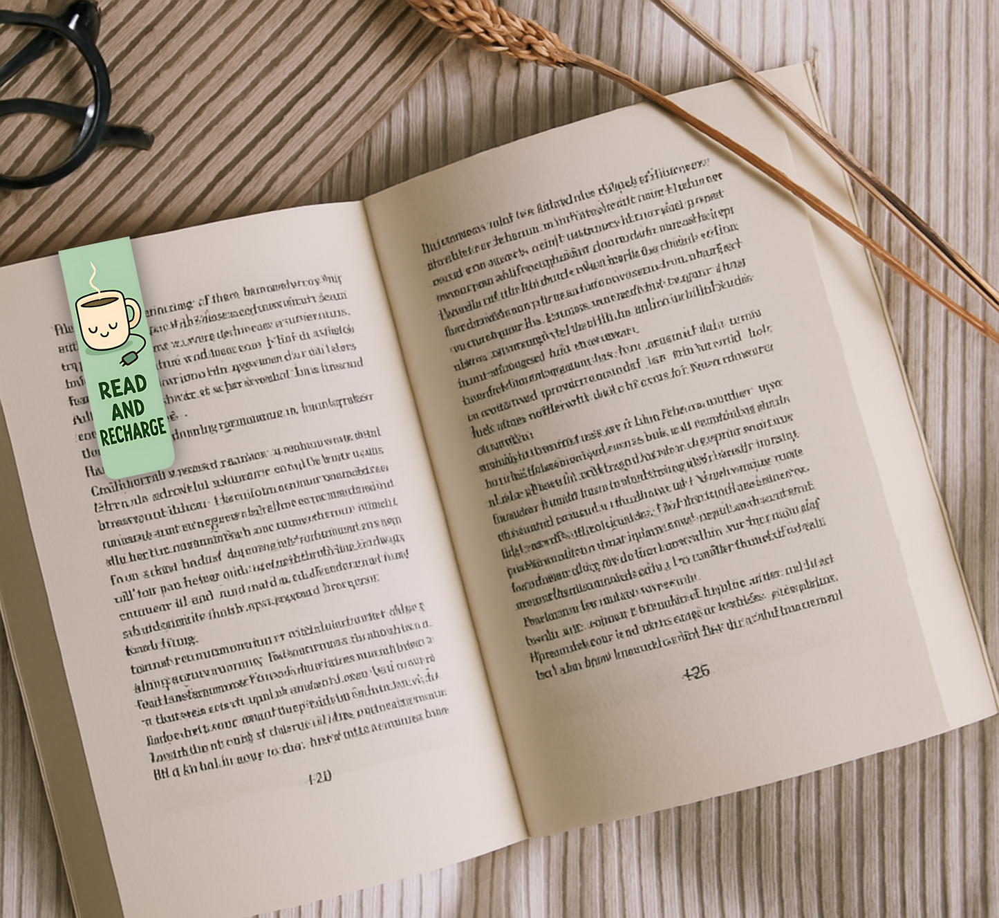 'Read & Recharge' Magnetic Bookmark | Cozy Reader Gift
