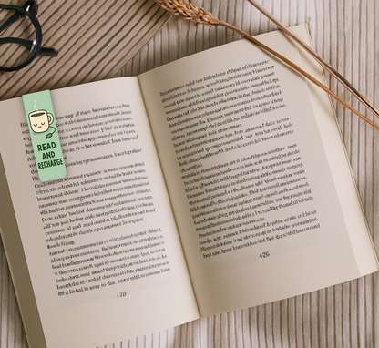 'Read & Recharge' Magnetic Bookmark | Cozy Reader Gift