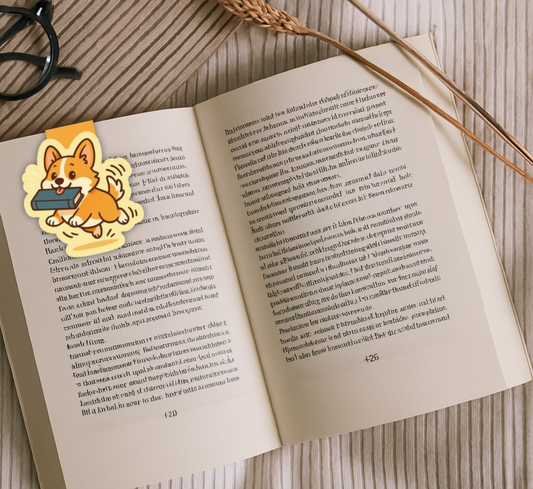 Running Corgi with Book - Magnetic Bookmark