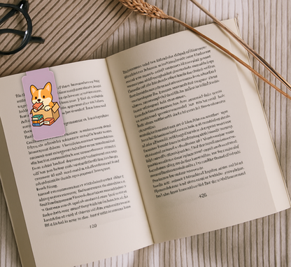 Corgi and Books Magnetic Bookmark | Funny Dog Bookmark