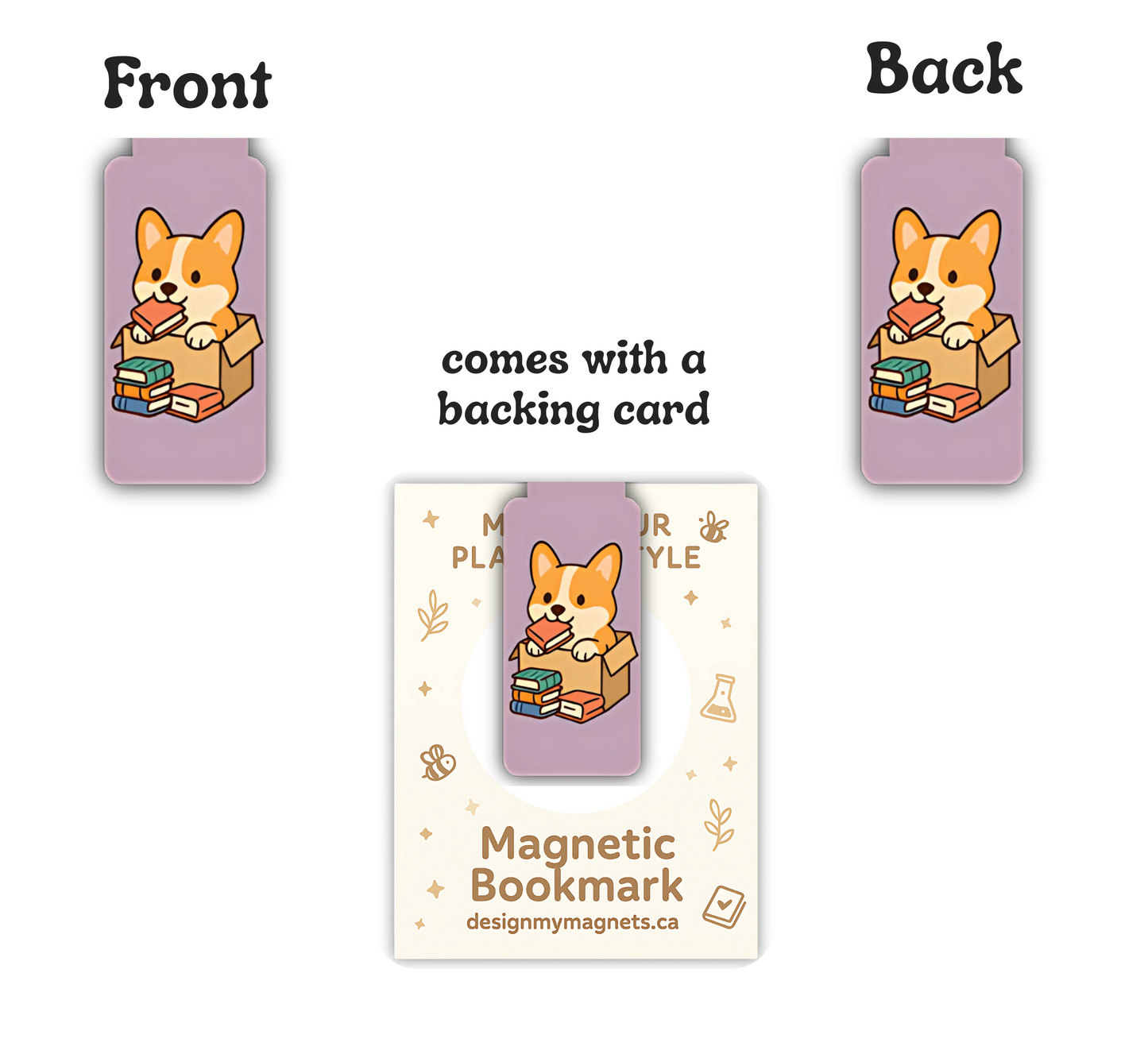 Corgi and Books Magnetic Bookmark | Funny Dog Bookmark