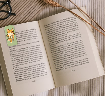 Relaxing Corgi Magnetic Bookmark | Cute Dog Bookmark for Cozy Readers