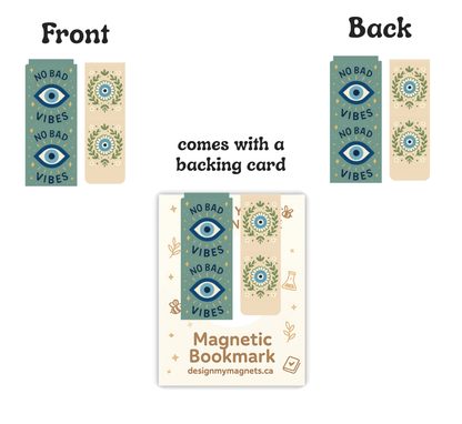 [Pack of 2] No Bad Vibes + Eye Pattern Bookmark | Evil Eye Magnetic Bookmark