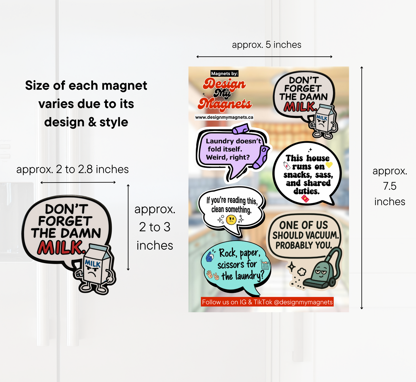 Reminder Bubble Magnet Set – Customizable Text & Photo Option