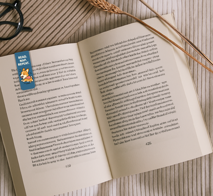'Read Repeat' Corgi Magnetic Bookmark | Cute Dog Bookmark for Readers