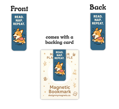'Read Repeat' Corgi Magnetic Bookmark | Cute Dog Bookmark for Readers