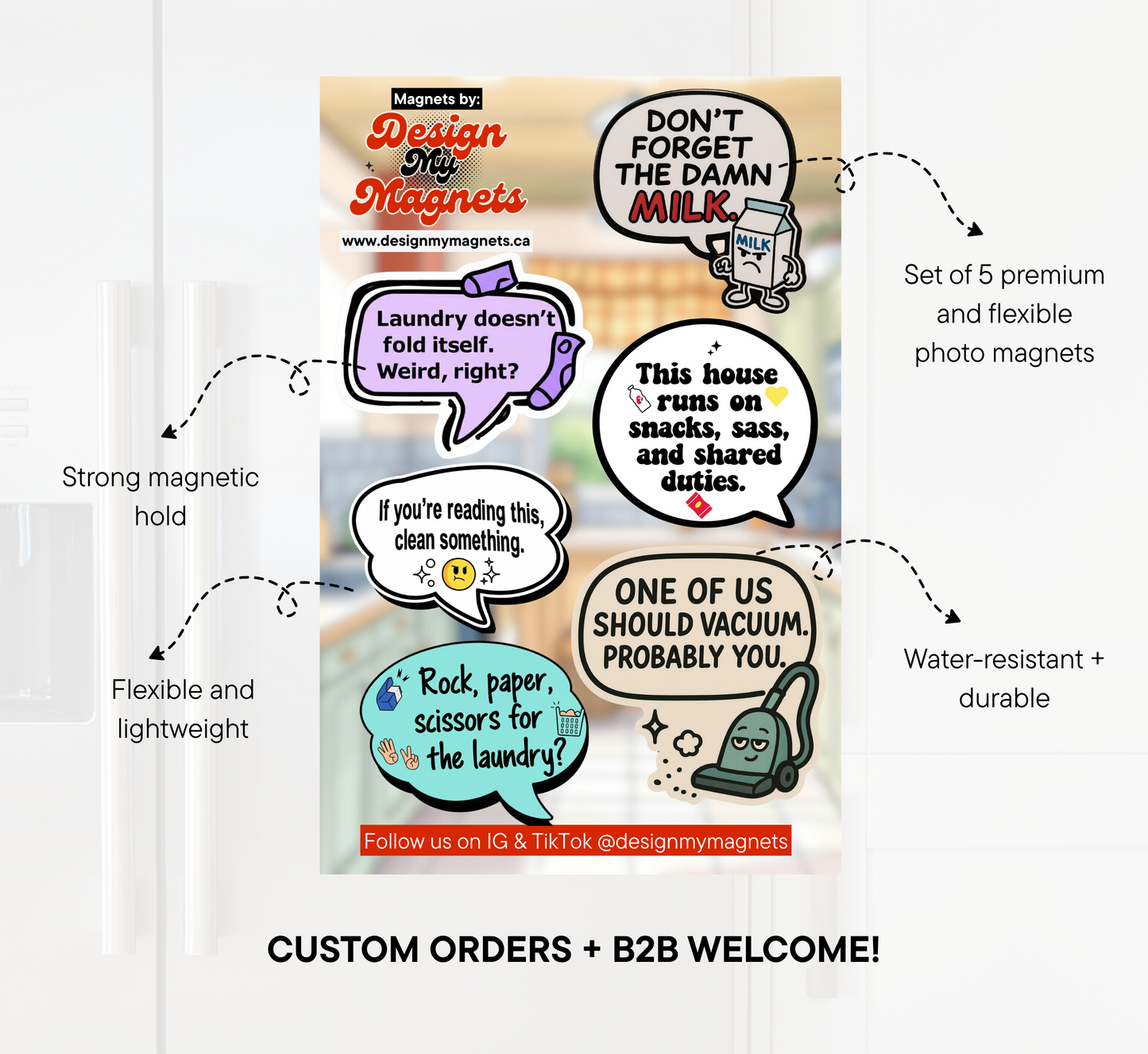 Reminder Bubble Magnet Set – Customizable Text & Photo Option