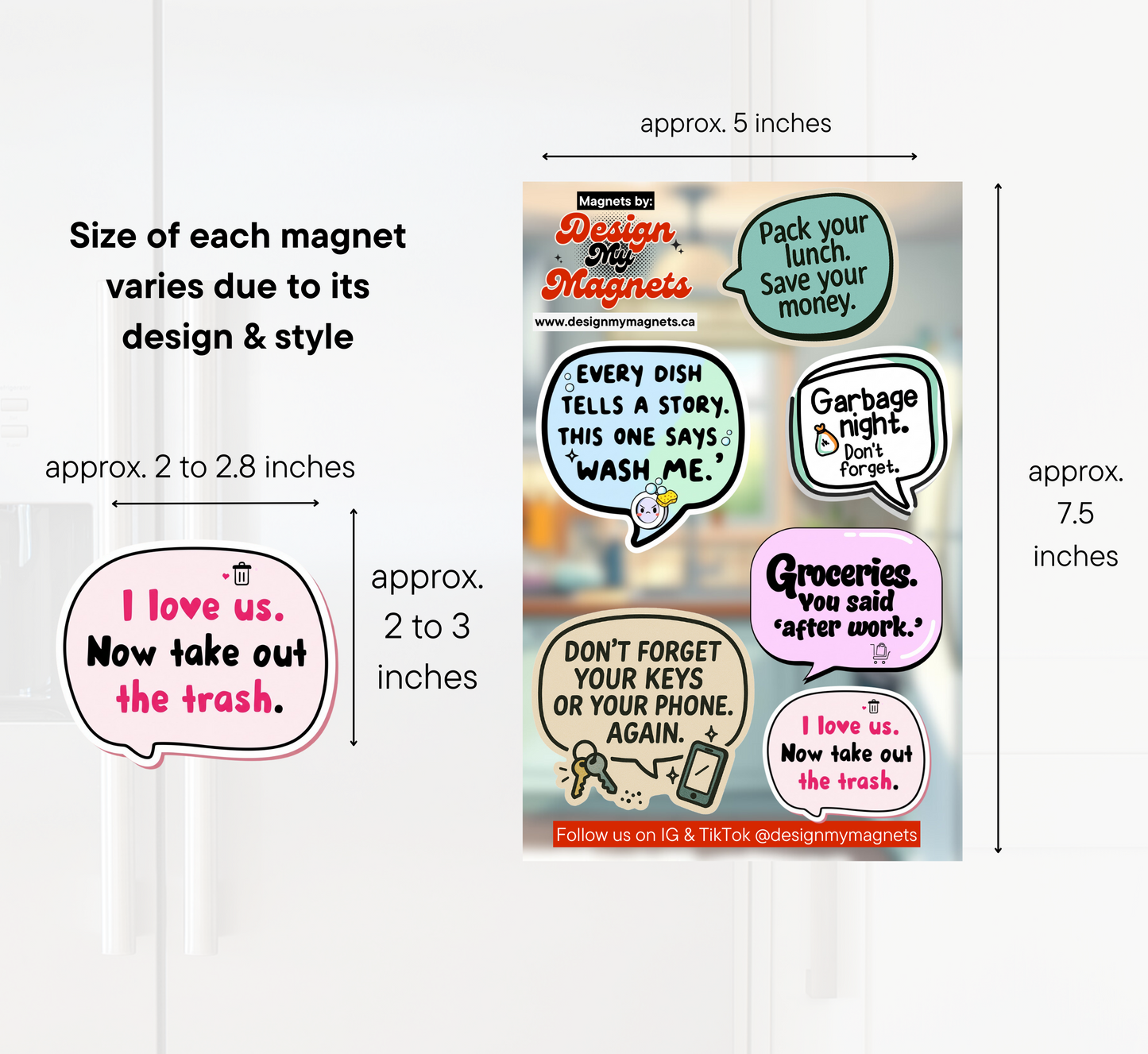 Reminder Bubble Magnet Set – Customizable Text & Photo Option