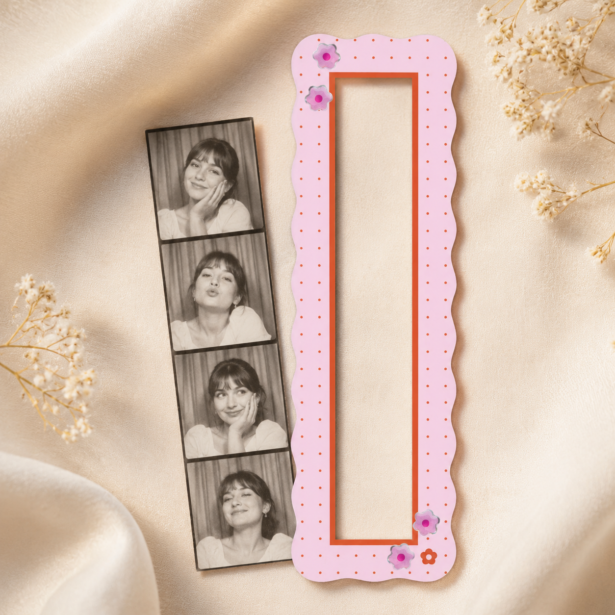 Pink Scrapbook Magnetic Vintage Photobooth Frame