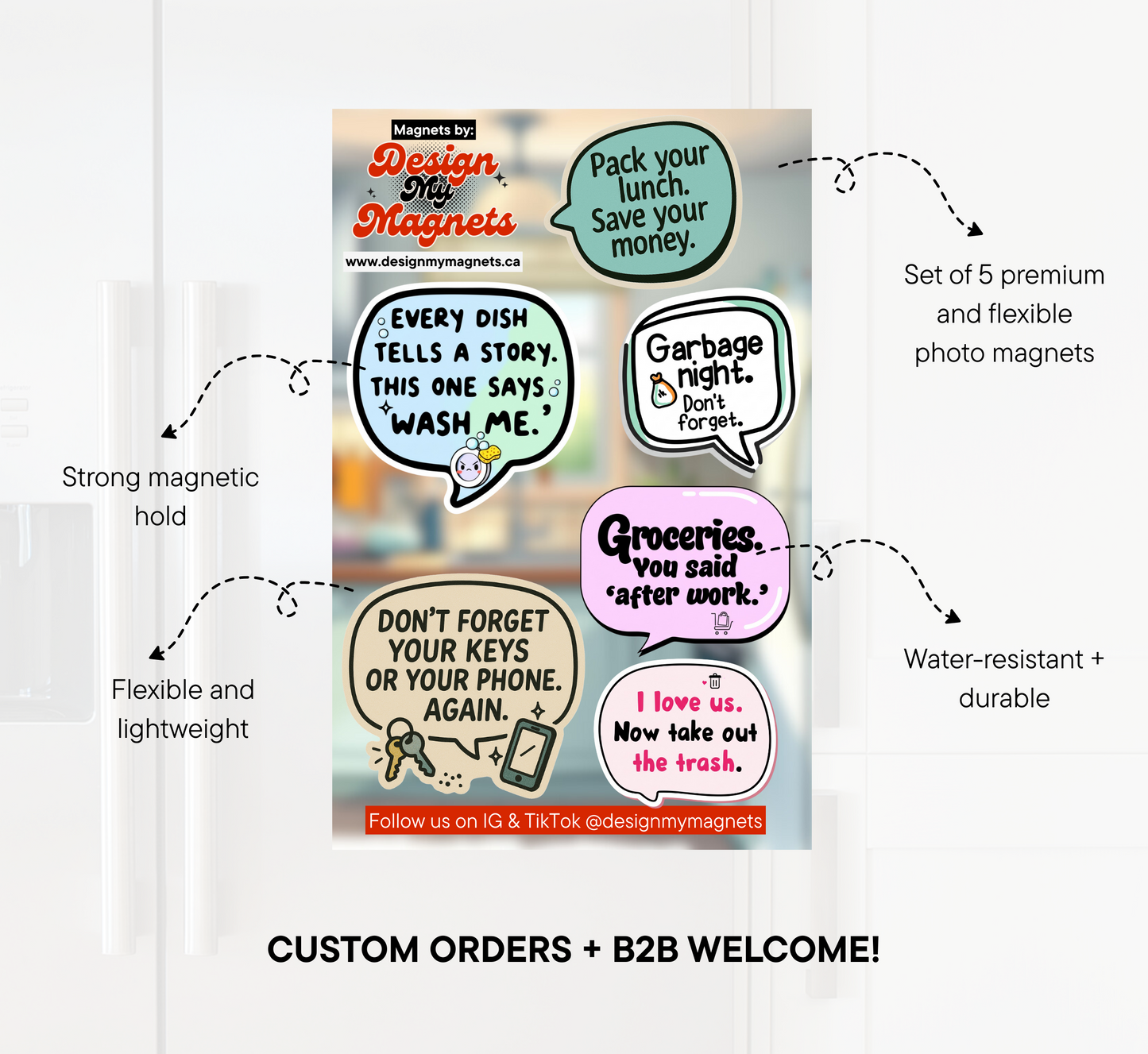 Reminder Bubble Magnet Set – Customizable Text & Photo Option