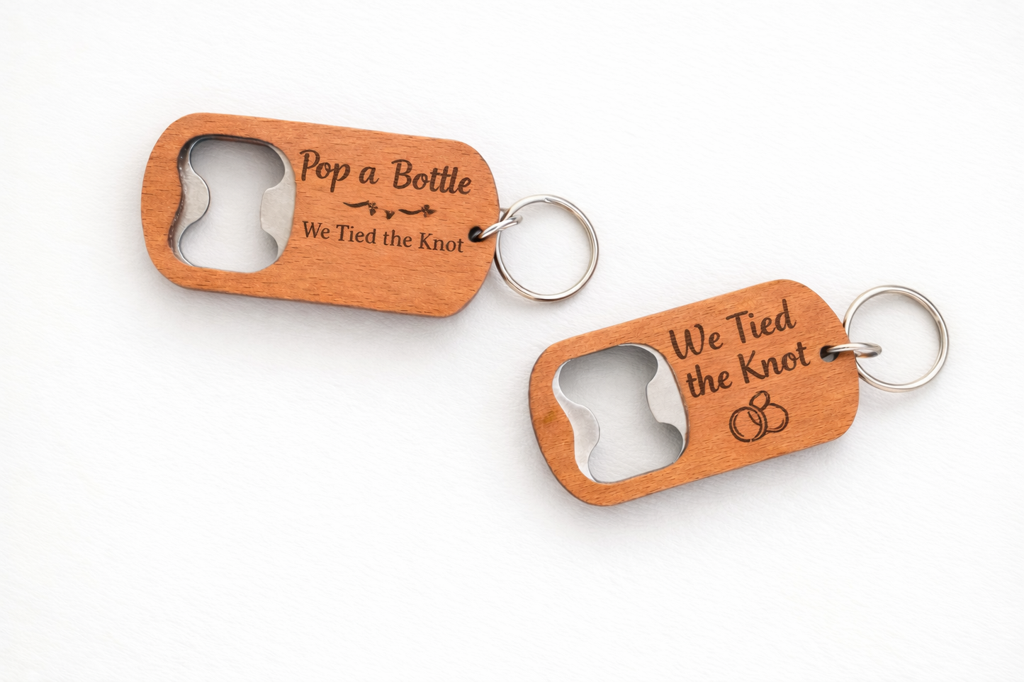 Custom Wooden Bottle Opener Keychain | Personalized Brewery, Wedding & Event Favor