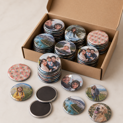 Custom Round Photo Magnets | Personalized Round Fridge Magnets | 58 mm