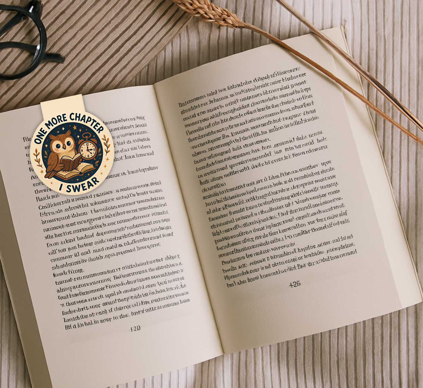 Owl Magnetic Bookmark – “Just One More Page” | Cozy Gift for Bookworms