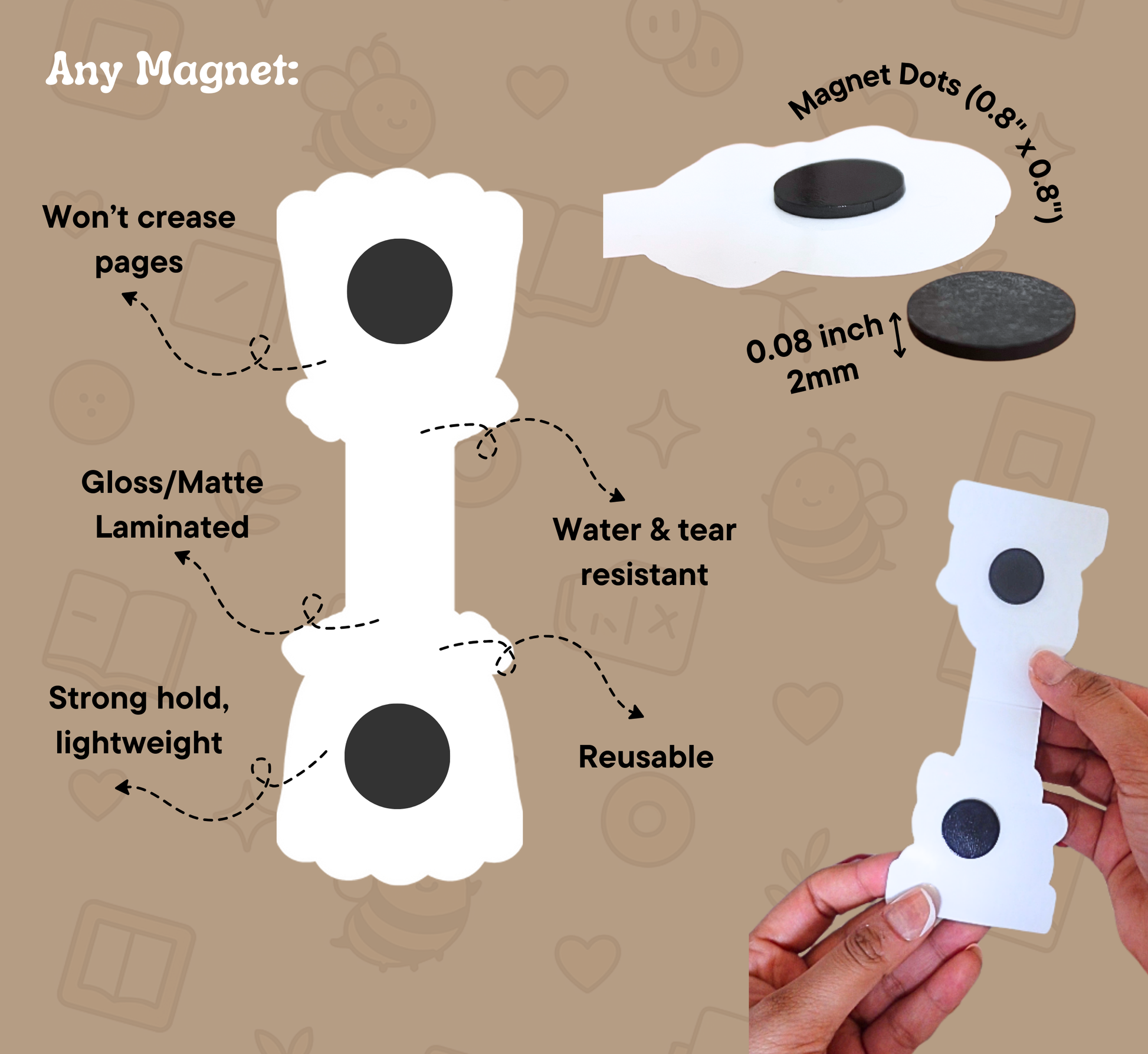 A unique magnetic bookmark featuring an evil eye in a terracotta plant pot. Perfect for plant lovers.