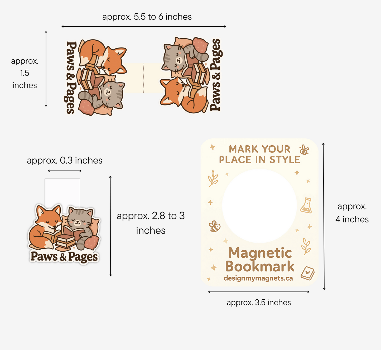 Cute Cat & Fox Magnetic Bookmark – “Paws & Pages” | Gift for Readers & Pet Lovers